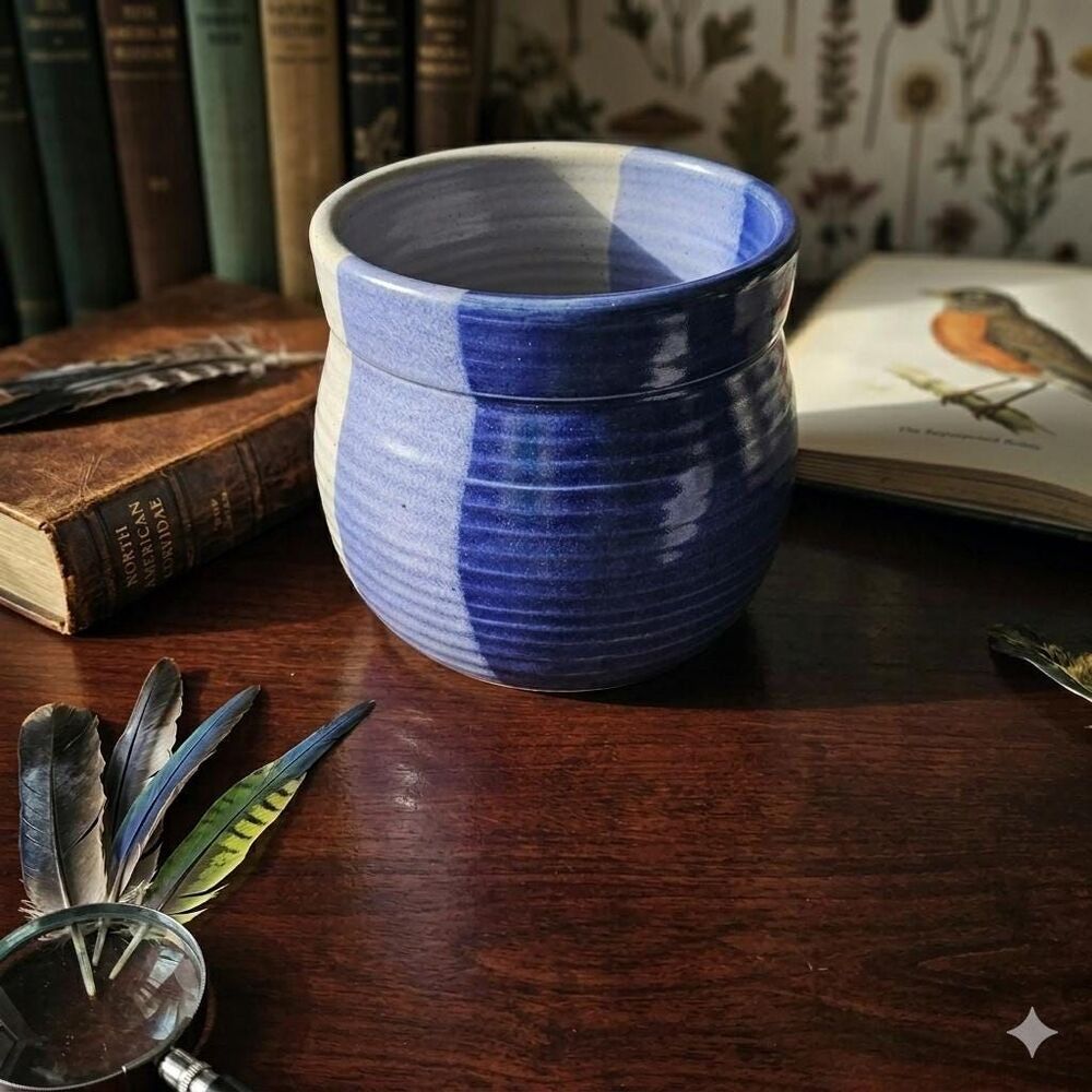 Stone Fence Pottery Cobalt Blue Hand-Thrown Crock